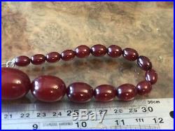 Antique Art Deco Bakelite Cherry Amber Bead Necklace 60 Grams