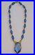 Antique Art Deco Blue Czech Glass Ornate Necklace