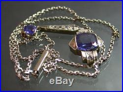 Antique Art Deco Blue Sapphire & Diamond Necklace Sterling Appraised $13125.00