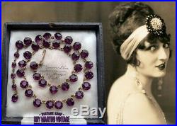 Antique Art Deco Bohemian Amethyst Paste Open Back Riviere Necklace Bridal Gift