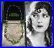 Antique Art Deco Bohemian Green Glass Beads Enamel Flower Necklace Signed Czech
