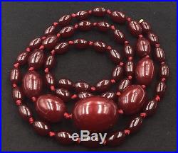 Antique Art Deco Cherry Amber Bakelite Bead Necklace 33 Inches 53 Grams