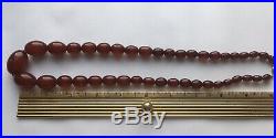 Antique Art Deco Cherry Amber Bakelite Bead Necklace 52g & 22 Long