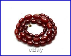 Antique Art Deco Cherry Amber Bakelite Beads Necklace 20 1/2 ins 31g