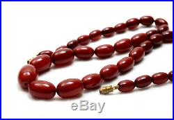 Antique Art Deco Cherry Amber Bakelite Beads Necklace 20 1/2 ins 31g