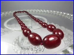 Antique Art Deco Cherry Amber Bakelite Beads Necklace Simichrome Tested