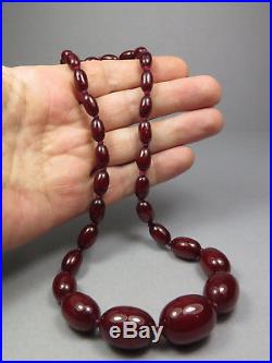 Antique Art Deco Cherry Amber Bakelite Beads Necklace Simichrome Tested