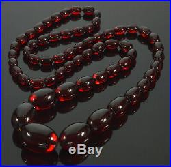 Antique Art Deco Cherry Amber Bakelite Chained Bead Necklace C. 1920