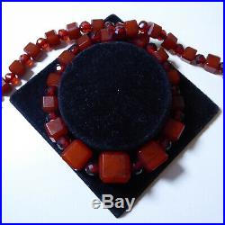 Antique Art Deco Cherry Amber Bakelite Cube Necklace