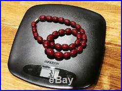 Antique Art Deco Cherry Amber Bakelite Faturan Beads Necklace 32 ins 30g