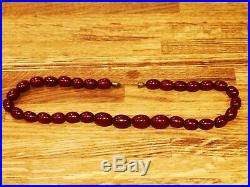 Antique Art Deco Cherry Amber Bakelite Faturan Beads Necklace 32 ins 30g