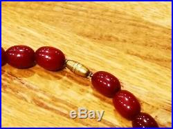 Antique Art Deco Cherry Amber Bakelite Faturan Beads Necklace 32 ins 30g