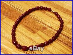 Antique Art Deco Cherry Amber Bakelite Faturan Beads Necklace 32 ins 30g