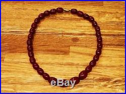 Antique Art Deco Cherry Amber Bakelite Faturan Beads Necklace 32 ins 30g