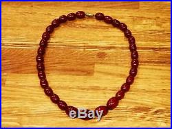 Antique Art Deco Cherry Amber Bakelite Faturan Beads Necklace 32 ins 30g