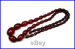 Antique Art Deco Cherry Amber Bakelite Faturan Beads Necklace 32 ins 61g