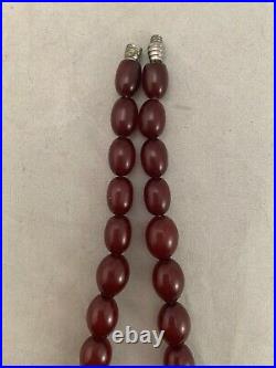 Antique Art Deco Cherry Red Amber Bakelite Graduating Necklace