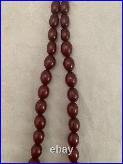 Antique Art Deco Cherry Red Amber Bakelite Graduating Necklace