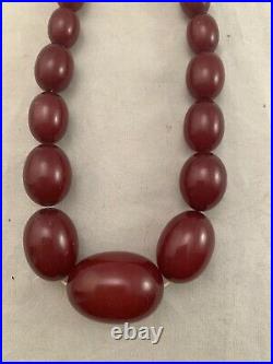 Antique Art Deco Cherry Red Amber Bakelite Graduating Necklace