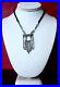 Antique Art-Deco Clear Crystal Pendant Necklace With Black Glass Beads