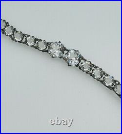 Antique Art Deco Clear Czech Crystal Glass Silver Tone Drop Necklace
