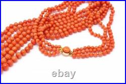 Antique Art Deco Coral Beads Necklace 18k Gold