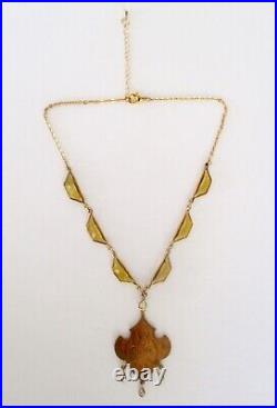 Antique Art-Deco Crystal & Brass Choker Necklace With Clear Crystal Drops