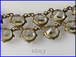 Antique Art Deco Crystal Clear Glass Riviere French Paste Open Bezel Necklace