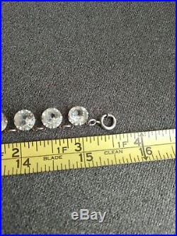 Antique Art Deco Crystal Open Back Bezel Prong Set Necklace Sterling Silver