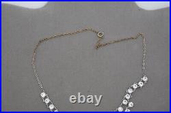 Antique Art Deco Crystal Open Back Princess Riviera Necklace 12k Gf Silver Tone