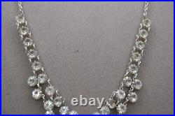 Antique Art Deco Crystal Open Back Princess Riviera Necklace 12k Gf Silver Tone