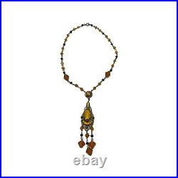 Antique Art Deco Czech Amber Glass Necklace