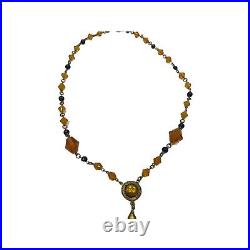 Antique Art Deco Czech Amber Glass Necklace