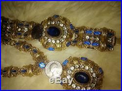 Antique Art Deco Czech Blue & Whit Art Glass Necklace Bracelet