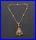 Antique Art Deco Czech Glass Brass Pendant Necklace