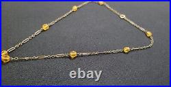 Antique Art Deco Czech Glass Brass Pendant Necklace