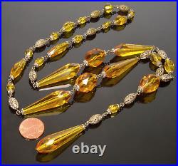 Antique Art Deco Czech Glass Y Necklace C. 1920