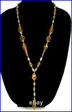 Antique Art Deco Czech Glass Y Necklace C. 1920