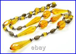 Antique Art Deco Czech Glass Y Necklace C. 1920