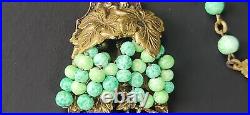 Antique Art Deco Czech Neiger Bros Glass Flower Grape Basket Necklace 1920s