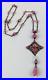 Antique Art Deco Czech Rose Pink Glass Enamel Neiger Bros Pendant Necklace 24