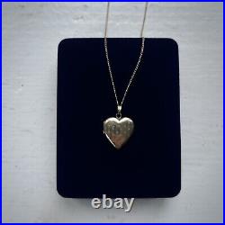 Antique Art Deco Engraved Heart Locket 14k Chain Necklace 18