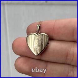 Antique Art Deco Engraved Heart Locket 14k Chain Necklace 18