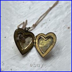 Antique Art Deco Engraved Heart Locket 14k Chain Necklace 18