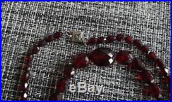 Antique Art Deco Faceted Cherry Amber Bakelite Bead Necklace 27 gram