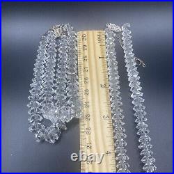 Antique Art Deco Faceted Quartz Rock Crystal Necklace & Bracelet Sterling Clasp