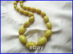 Antique Art Deco Fx Butterscotch Amber Celluloid Phenol Bead Vintage Necklace