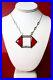 Antique Art-Deco Geometric Red Crystal Pendant Necklace With Clear Paste Stones