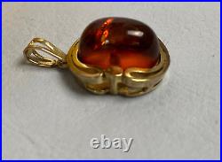 Antique Art Deco German Bohemian Necklace Pendant Gold 9ct 333 EF Amber