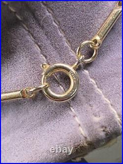 Antique Art Deco Gold Tone 15 Necklace Blue Rhinestone Germany